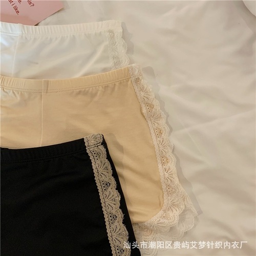 Internet celebrity ice silk safety pants for women, anti-exposure, lace edge, can be worn outside, milk silk safety bottoming shorts for women