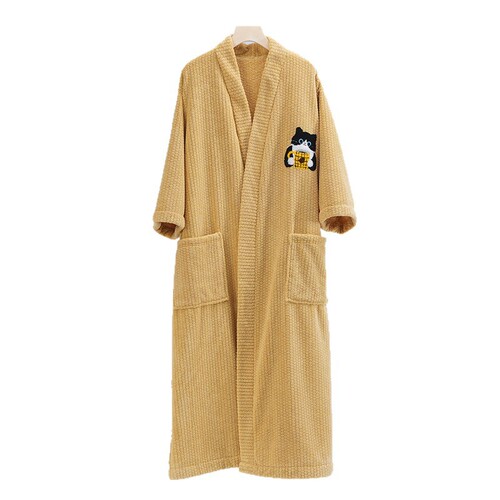 Cross-border adult bathrobe coral velvet stand collar soft water-absorbent home wear robe for women hotel hairless bathrobe
