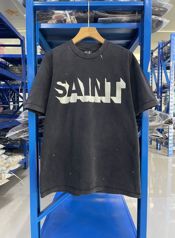高品質 SAINT MICHAEL ICON ウォッシュ加工 オールド半袖 アメカジ レトロ プリント カップル Tシャツ 男女兼用|undefined