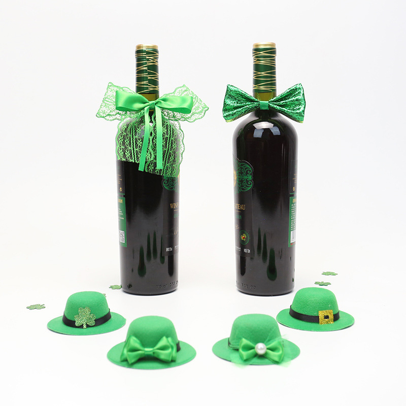Zilin transfronteriza irlandés escena del partido diseño props St. Patrick botella de vino decoración verde tapa de la botella de vino