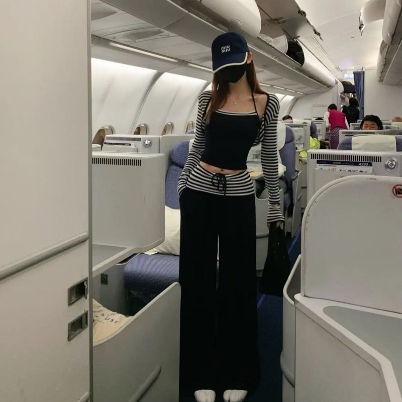 Wan Airport Three-Piece Original Niche Fashion Versatile Casual Style Striped Set Lwj26A1Tz114