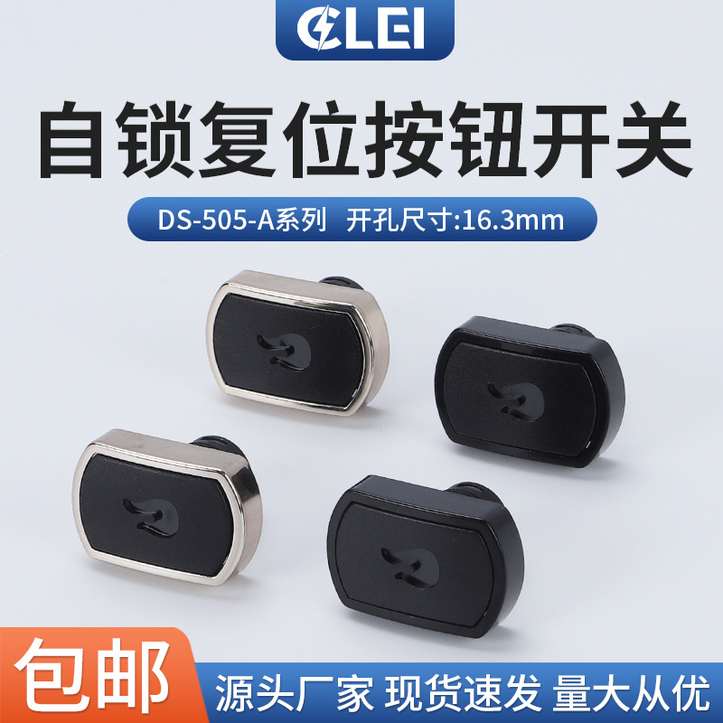 PBS1-17按钮开关自锁无锁R12-505长方椭圆形两脚电热炉按键开关