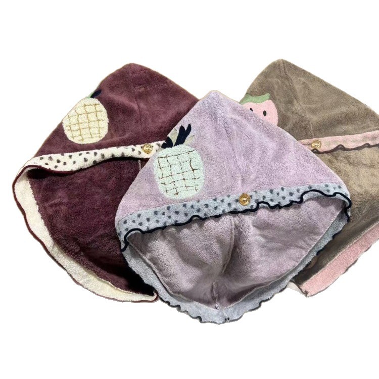 Absorbent Embroidered Shower Cap For Quick Drying Hair_voghion.com