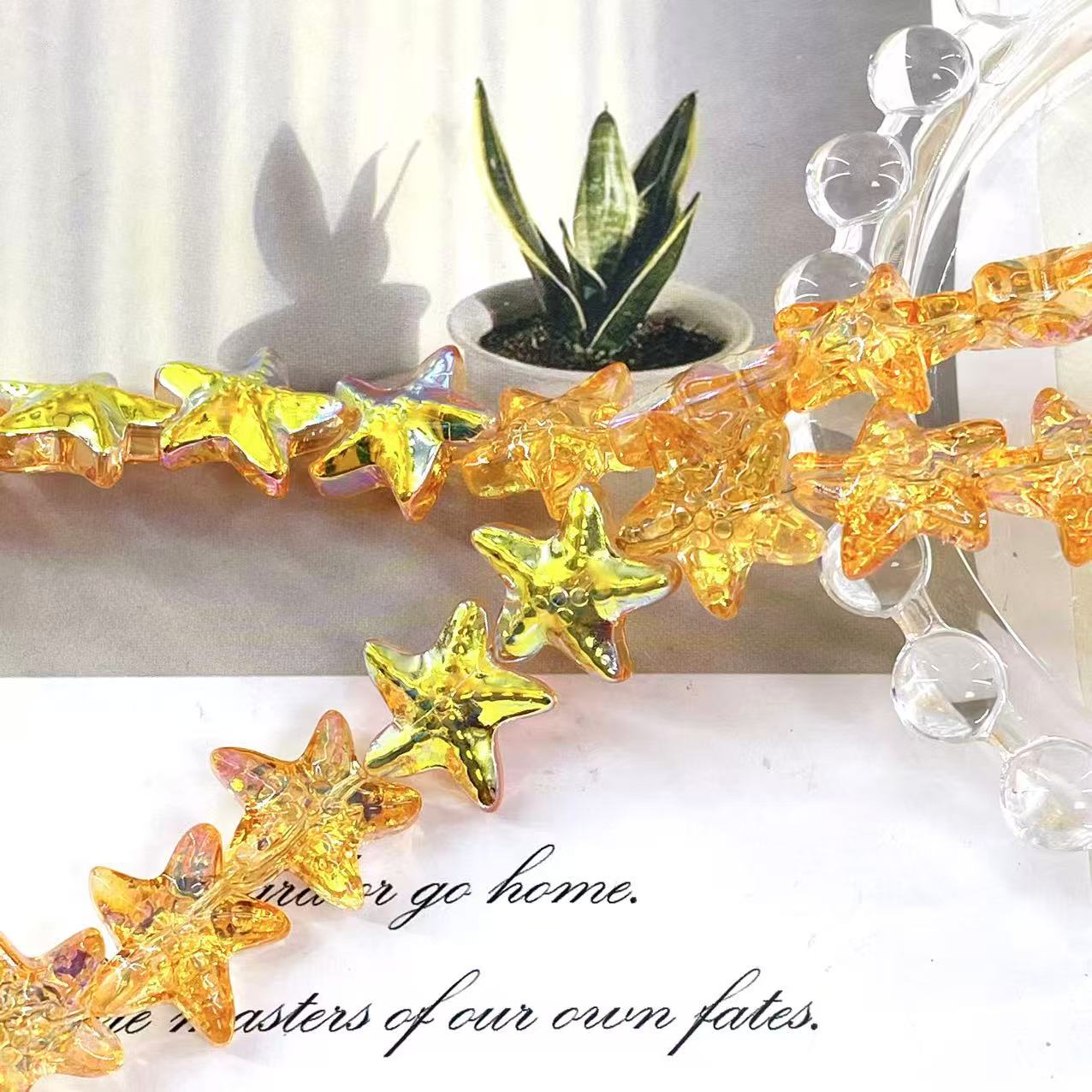 Cuentas de cristal de estrella de mar de 15 mm con orificio horizontal, cuentas de cristal K9 en forma de estrella de cinco puntas, accesorios para pulseras DIY, cuentas sueltas