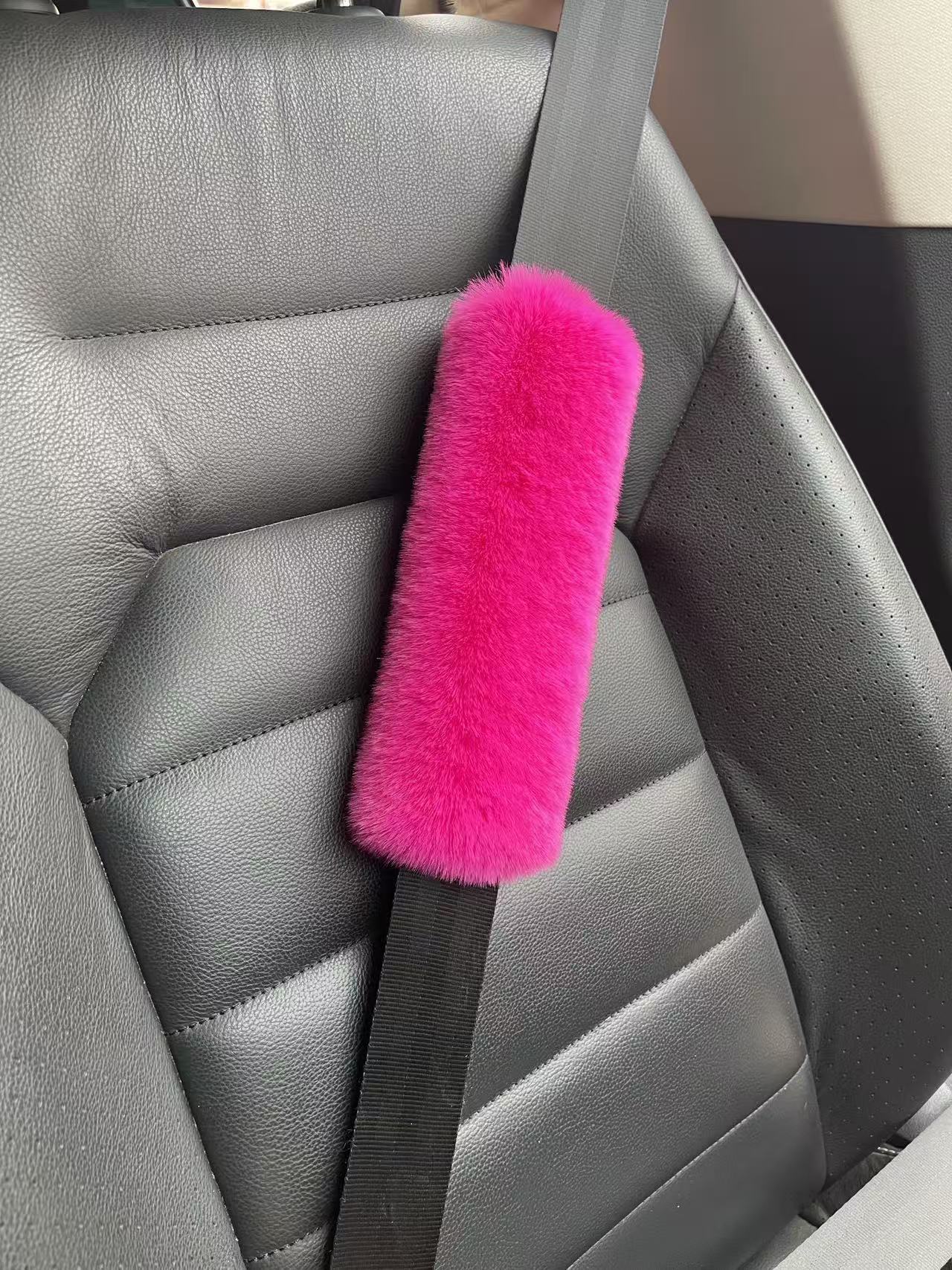 Car Seatbelt Shoulder Pads Imitation Rex Rabbit Fur Anti-Scratch Backpack Straps Children's Schoolbag Backpack Decorative Covers Decorative Pads