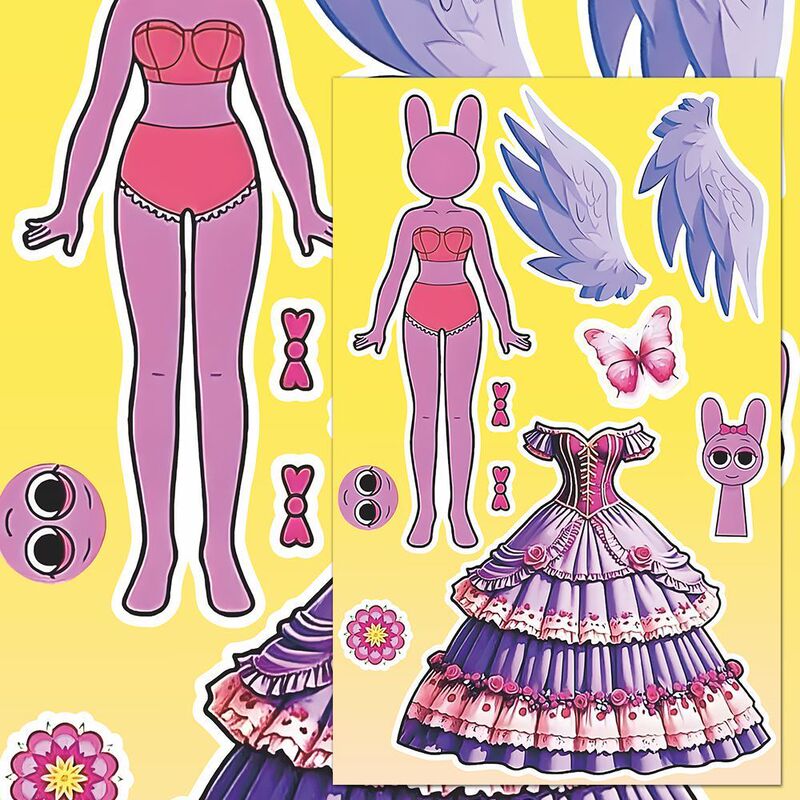 リズムボックス sprunki キャラクタードレスアップステッカー女の子クリエイティブ子供の教育面変更楽しいおもちゃステッカー|undefined