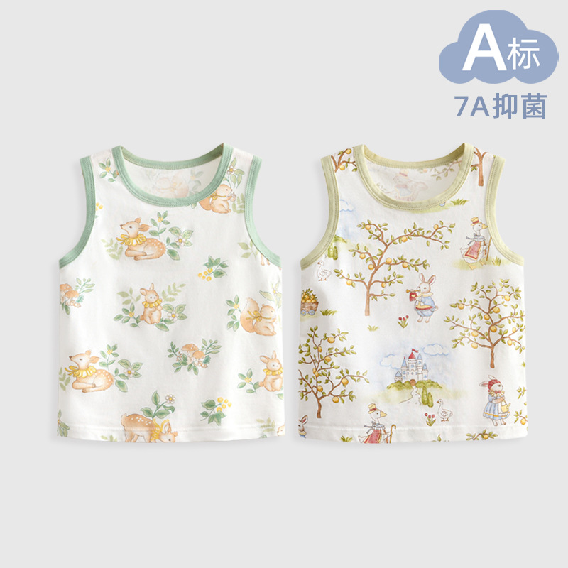 Baby's Pure Cotton Type A Vest Children's Camisole Boys' Baby's Bottoming Sleeveless Top Summer Thin Women's Top
