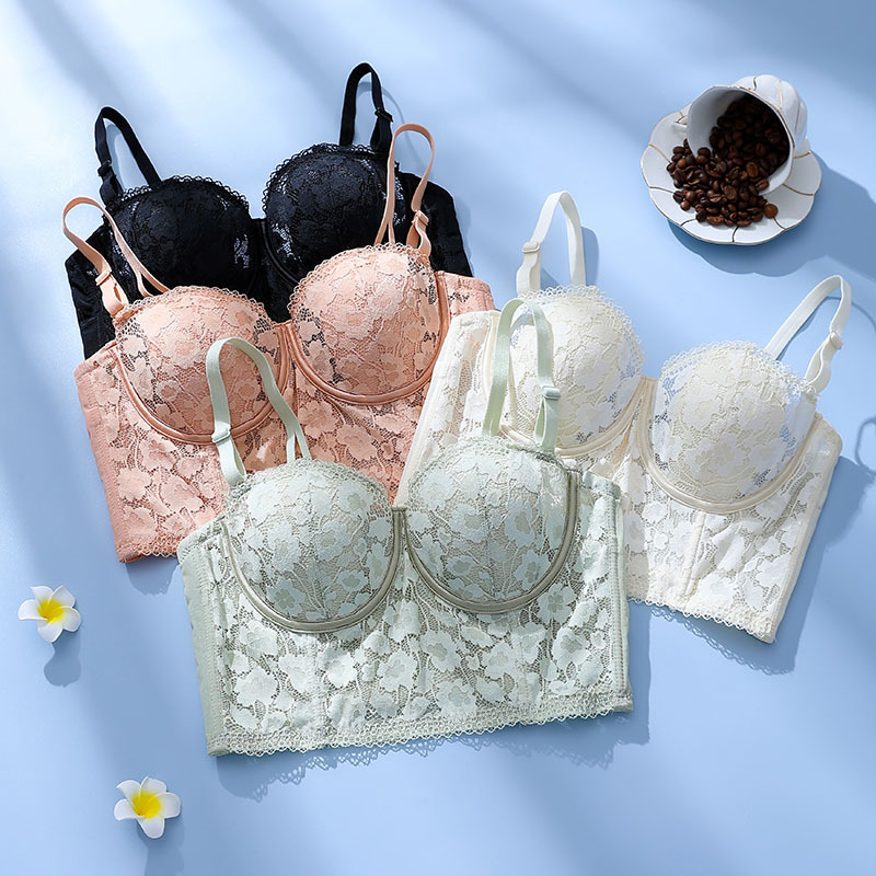 無肩帶隱形防滑內衣女 性感聚攏薄款超薄兔耳朵塑形6排扣文胸罩夏