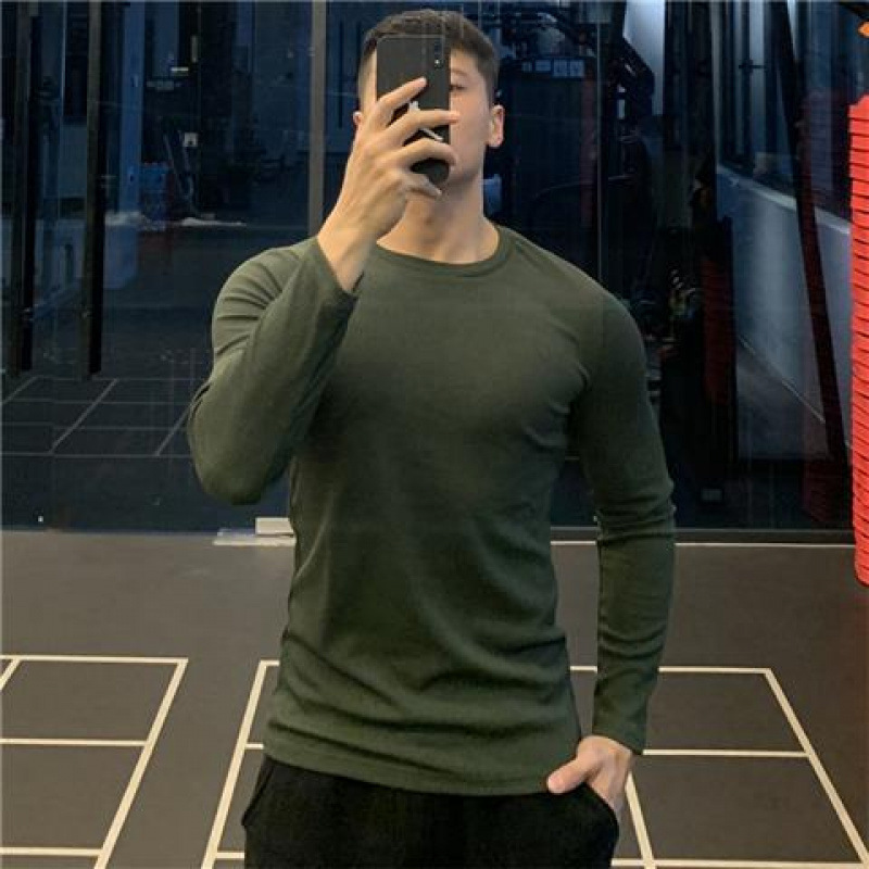 Fitness Clothes Long Sleeve Cotton Sports Color Fitness Clothes Men's T-shirt Men's Basketball Tight Clothes Training T-shirt Inner Jacket Men's