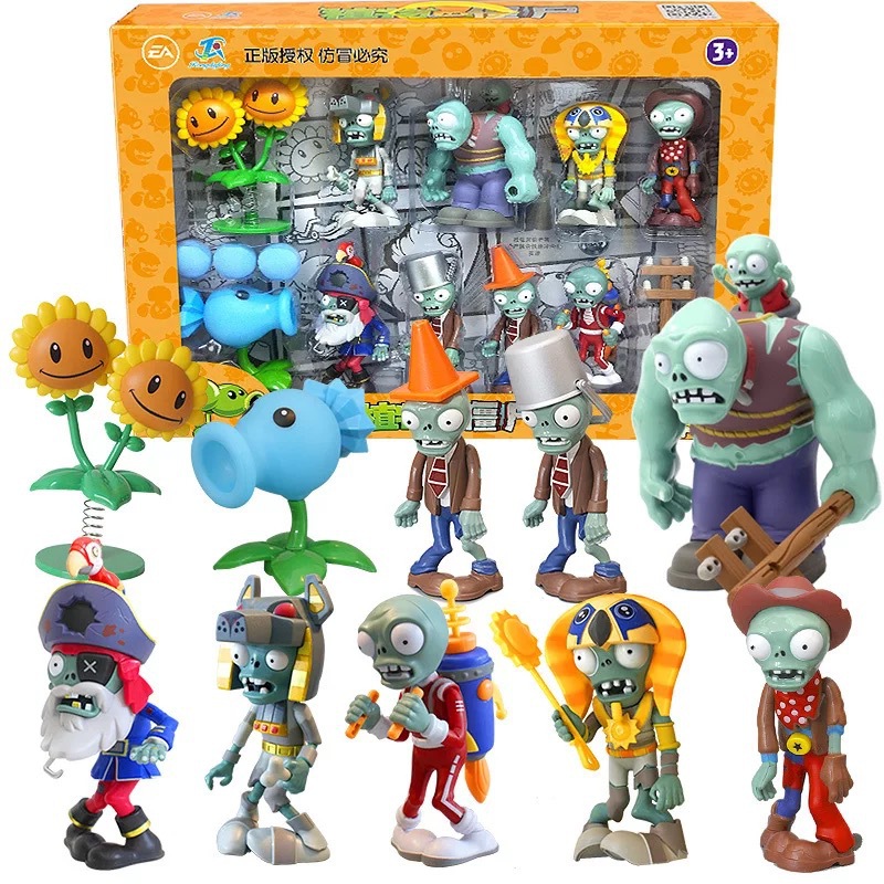Juguetes de Plantas contra Zombis, juego completo de goma suave, lanzador de guisantes, juego para niños, regalo para niños, figuras