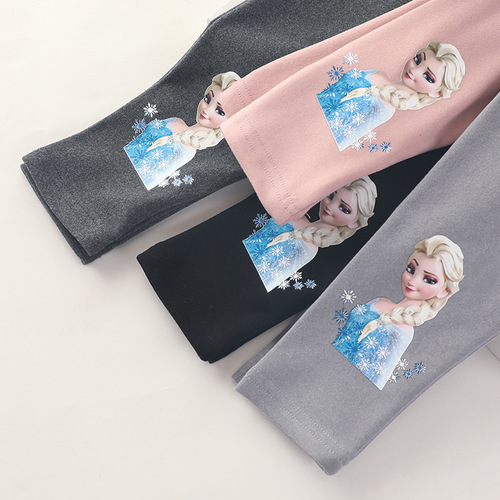 Girls spring and autumn leggings  new children's style cartoon pants little girls wear slim autumn trousers