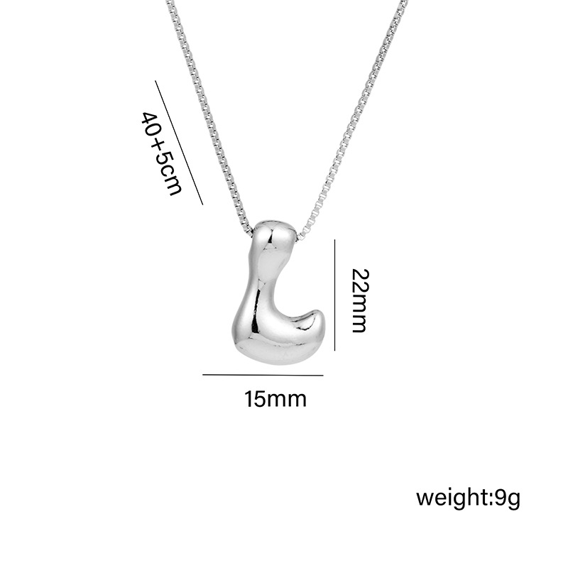 12g Weight Vacuum Plating Gold Plating Process White Gold Plated Plating Material Copper Pendant Material Pendant Necklace Classification Copper Chain Material 1 Piece Quantity Daily Occasion Copper Material Letter Pattern Women's Gender Plating Design Basic Style Copper White Gold Plated Basic Plating Letter Pendant Necklace 12