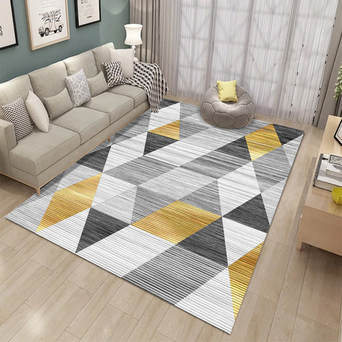 Luxury and simple printed living room bedroom crystal velvet carpet is not easy to fade, stain-resistant, anti-slip, geometric living room 