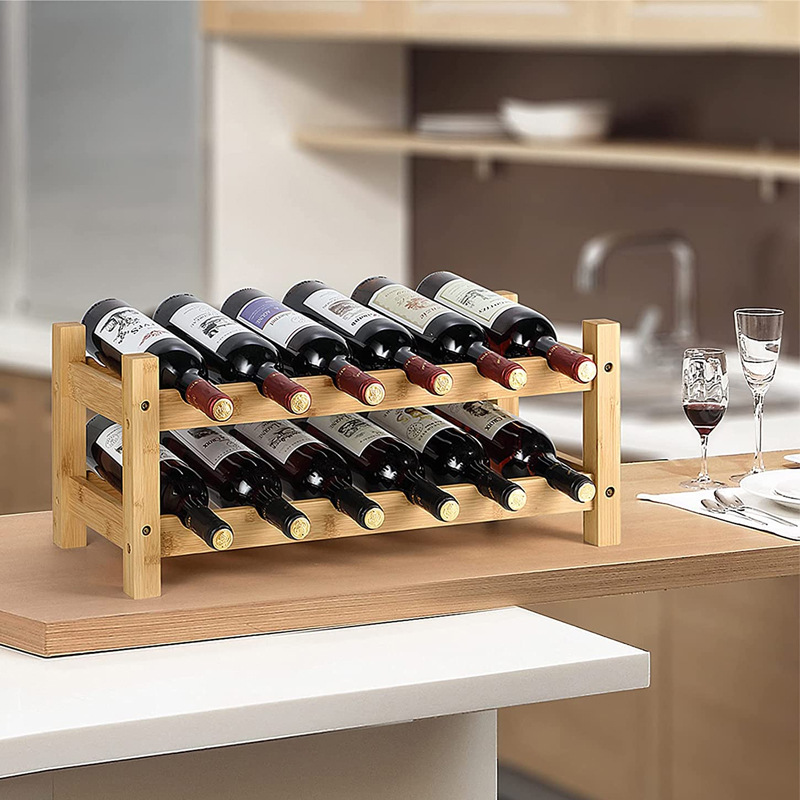 Household Wooden Red Wine Rack Simple Red Wine Rack Desktop Table-top Red Wine Storage Rack Bamboo Red Wine Storage Rack