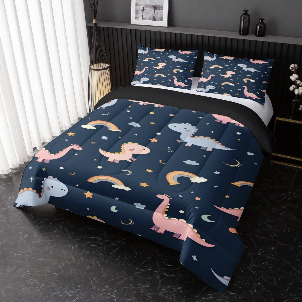 TEMU / JIT dibujos animados pequeños dinosaurios impresión digital 3D 180gms colcha suave funda de almohada set fuente fábrica