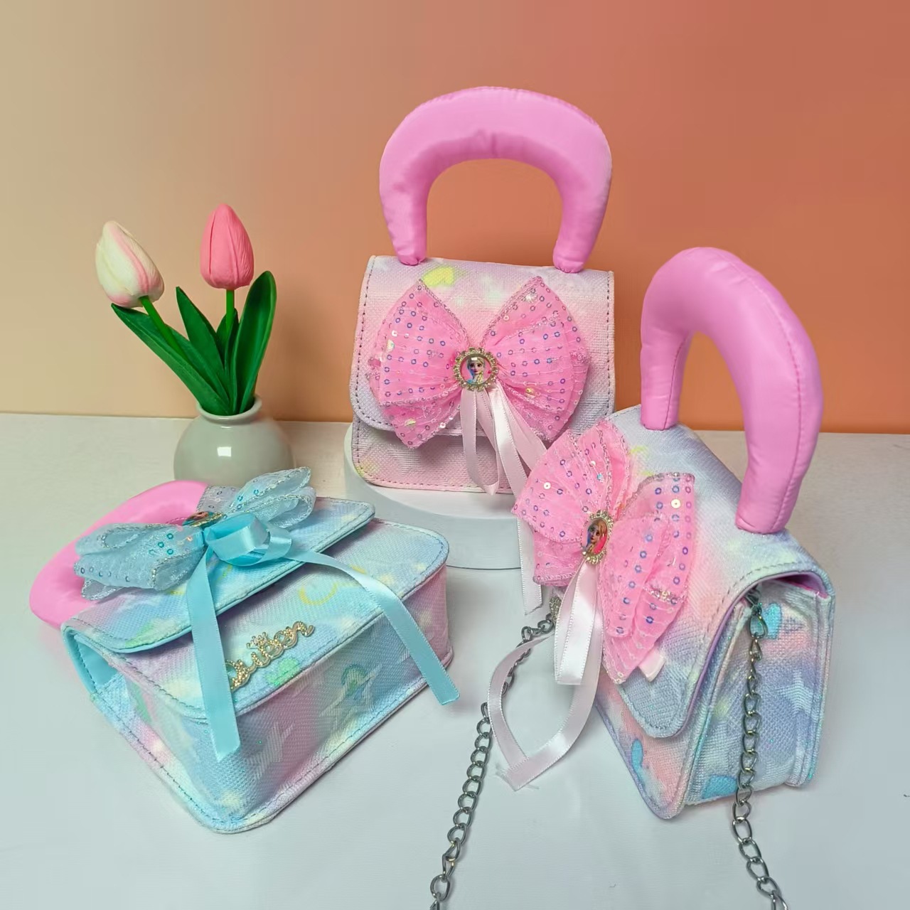 Bolso de princesa portátil de perlas, arco de encaje, bolso de hombro, bolso de cadena, bolso de cambio de Año Nuevo.