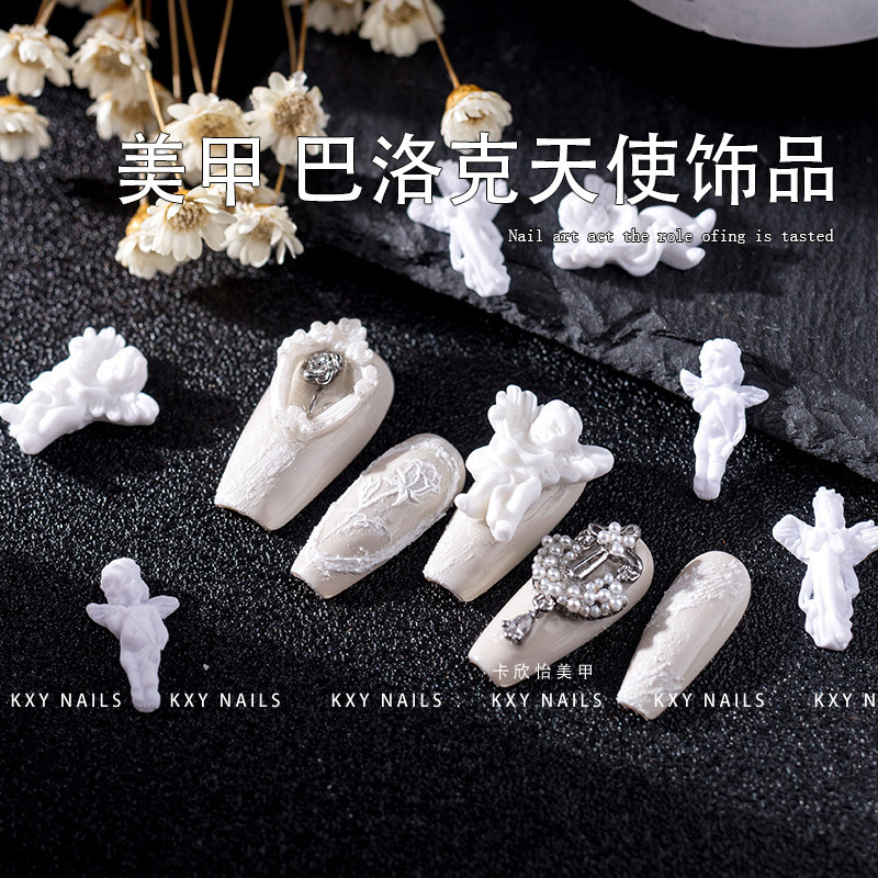 Nail Jewelry Baroque Dummy White Angel Nail Accessories Large Size Resin Internet Red Diamond Jewelry New Nail Jewelry Baroque Dummy White Angel Nail Accessories Large Size Resin Internet Red Diamond Jewelry New