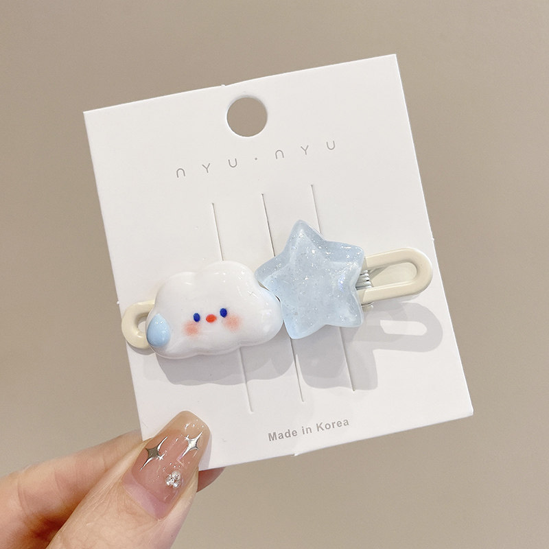 1# white cloud star bobby pin - single, opp bag packaging, 6cm