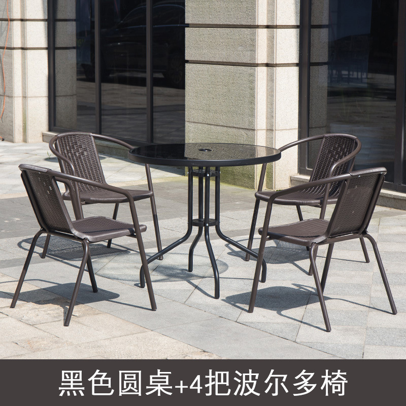 80 검정색 조립 원형 테이블 + 의자 4개