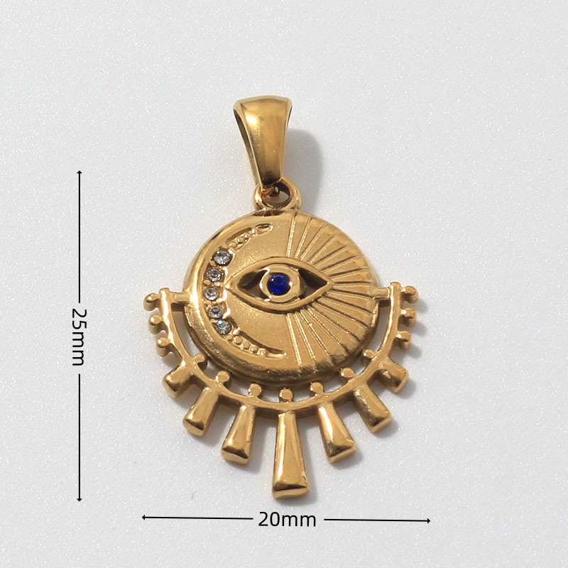 600g Weight Pendant Jewelry Making Type 18K Gold Plated Plating Material No Chain Chain Material 1 Piece Quantity Daily Occasion 304 Stainless Steel Material Sun, Devil's Eye, Moon Pattern All Seasons Season Women's Gender Polished Finish Plating Design Vintage Style Style 1 Piece 304 Stainless Steel 18K Gold Plated Sun Devil's Eye Moon Polished Pendant 15