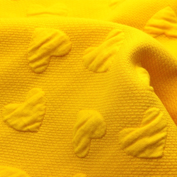 爱心提花空气层起泡泡布棉涤氨纶绗缝提花鸡心3D夹丝空气层布面料