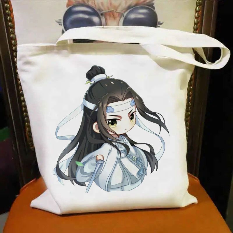 El maestro de magia alrededor de los estudiantes bolsa de lona animada de alta calidad de dibujos animados bolsas de hombro de gran capacidad