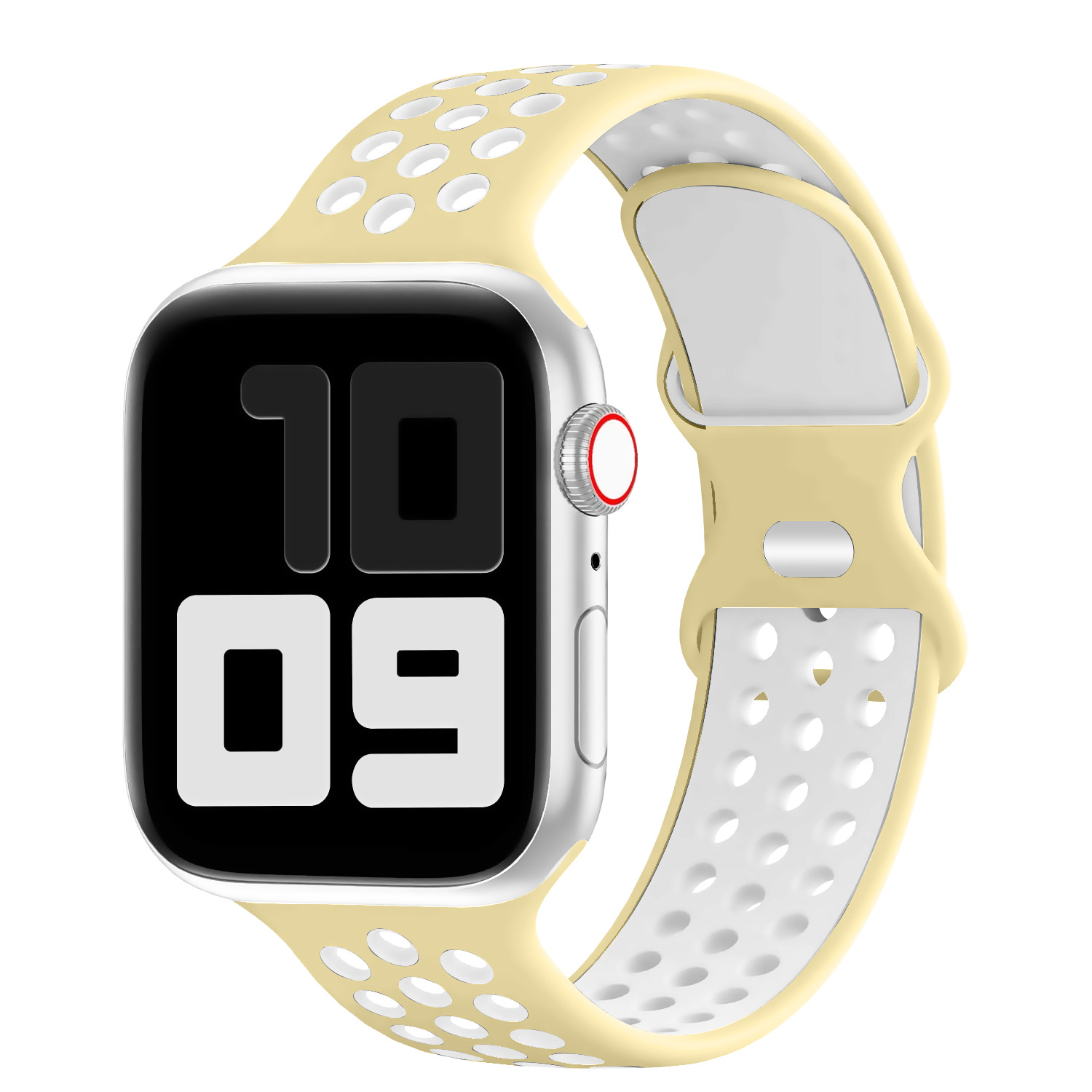 Correa de silicona de dos tonos para Apple Watch S9, estilo Nike con hebilla en forma de ocho.