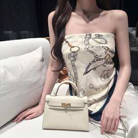 链条印花大方巾抹胸女夏内搭外穿绑带露背肚兜老钱风松弛感丝巾