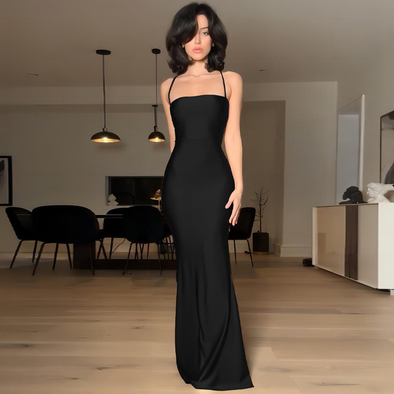 2024 primavera nueva ropa de mujer europea y americana falda larga de espalda correa de cintura de pecho vestido sexy comercio exterior de mujeres image 6