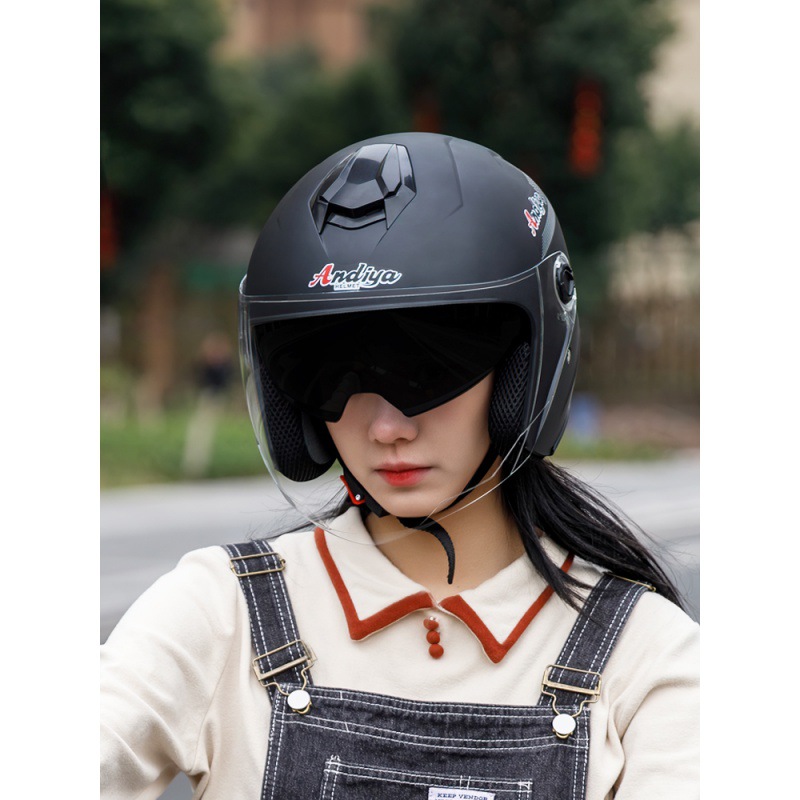 Electric vehicle Helmet lady Four seasons currency summer safety hat a storage battery car Riding Half helmet winter keep warm