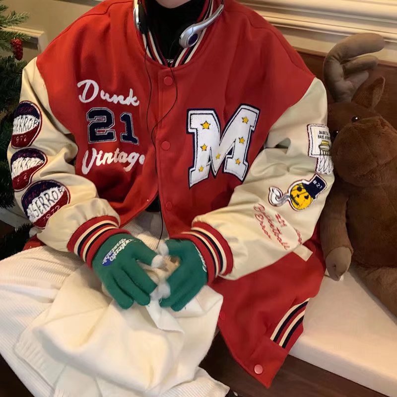 美式复古刺绣棒球服外套男女春秋季新款潮牌嘻哈街头宽松情侣夹克