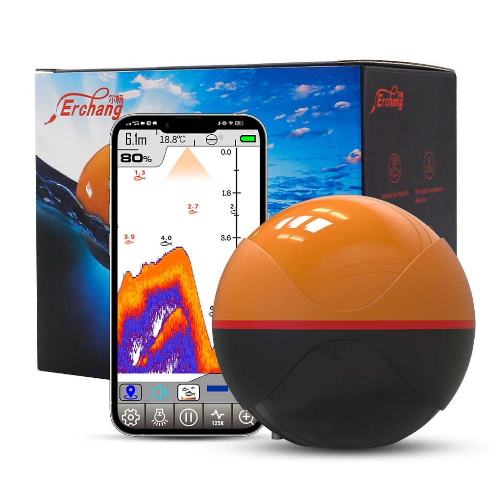 Беспроводной сонар-фид для рыбалки с двумя частотами (Erchang) F68W, WiFi на смартфон, глубина до 60 м, частоты 125/330 кГц