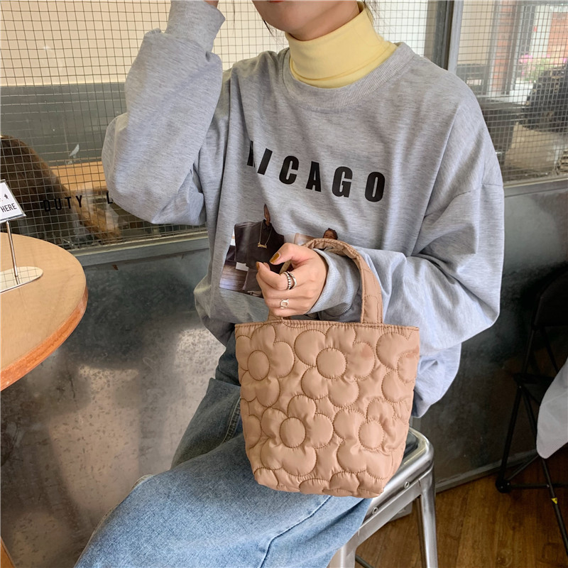 110291 ins estilo coreano dulce acolchado portátil almuerzo bolsa merienda bolsa de almacenamiento cochecito de bebé bolsa colgante bolsa de la momia