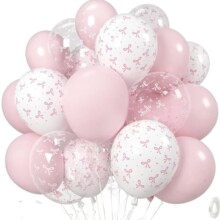 蝴蝶结印花气球套装跨境亚马逊粉白生日求婚纪念日派对乳胶气球