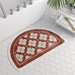 Nordic Retro Patterned Bathroom Mat, Absorbent Crystal Velvet Door Mat, 3D Imitation Cashmere Rug for Bathroom Floors