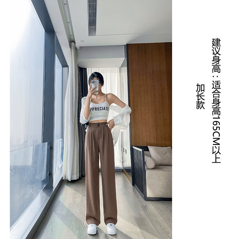 白いスーツパンツ、高級感のあるドレープ感、女性用春夏スーツパンツ、ダブルボタン、ハイウエスト、スリム、細身、ストレート、ワイドパンツ|undefined