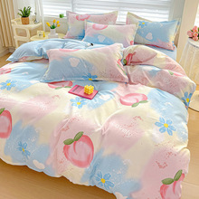 四件套加厚水洗棉学生三件套卡通被单纯棉床上用品多件套卡通动漫