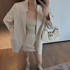 老钱风慵懒松弛感宽松休闲天丝西装外套女25早秋新款上衣女装批发
