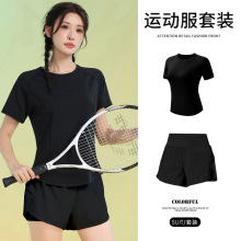 休闲服套装女专业晨跑步高级感2025新款春夏季网红运动健身房速干