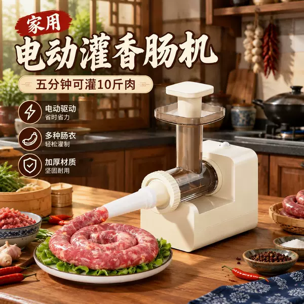 Electric Sausage Stuffer Set for Home Use, Sausage Casing Machine, Automatic Sausage Filling Device