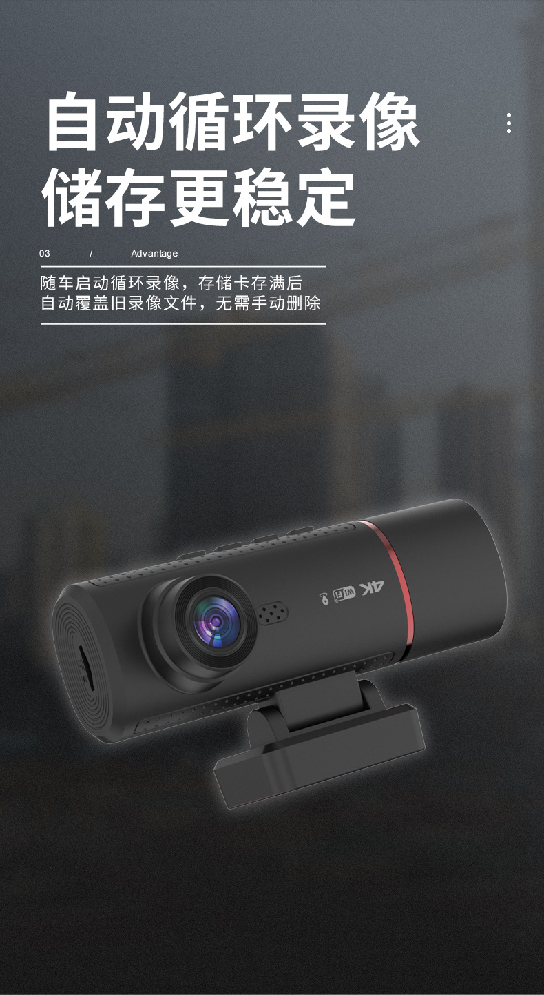 Cross-Border High-Definition 4K Driving Recorder with Three Lenses, Gps Positioning, Loop Recording, Night Vision, Parking Monitor, and Vehicle-Mounted Device