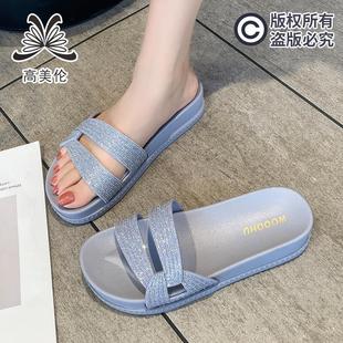 Internet Celebrous Explosive Thick-soled Sandals and Slippers for Women 2024 Summer New Arrival Waterproof Platform Slippers All-match Fashion One-word Slippers for Women