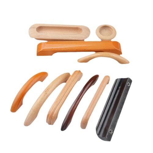 Minggu Hardware solid wood handle double hole wooden cabinet door handle drawer wood bow handle beech handle