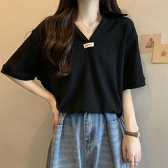 大码抽绳设计短袖t恤女夏季2025新款宽松显瘦遮肉设计感小众上衣