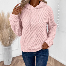 2025秋冬新款亚马逊欧美跨境时尚双面绒连帽纯色女装卫衣