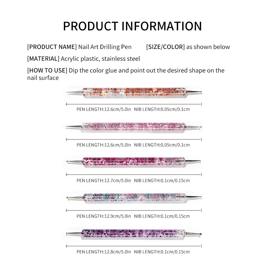 Description Picture 4 of item5Pcs/set Nail Art Dotting Pen Crystal Beads Handle Dual-ended Drawing Painting Rhinestones Picking Tools Manicure Nail Dot Pen