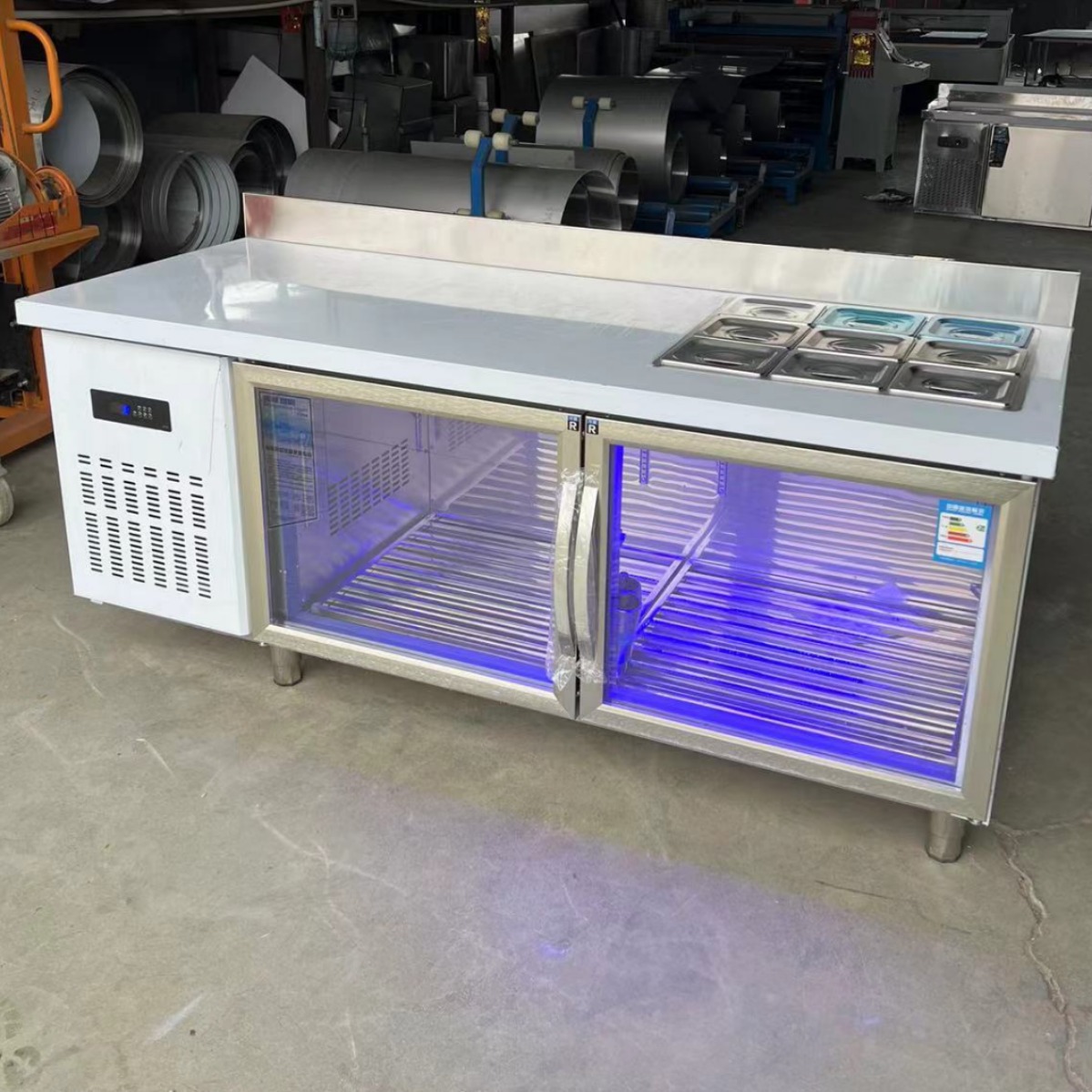 冷藏工作台冰箱商用风冷柜开槽沙拉台不锈钢冷藏柜