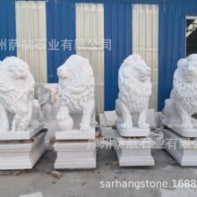 工程园林专用大型天然大理石狮子手工雕刻门口镇宅石雕支持异型定