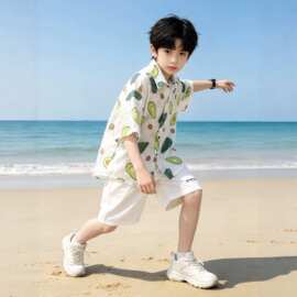 男童夏装套装2026新款中大儿童夏季薄款出游海边度假沙滩服韩范潮