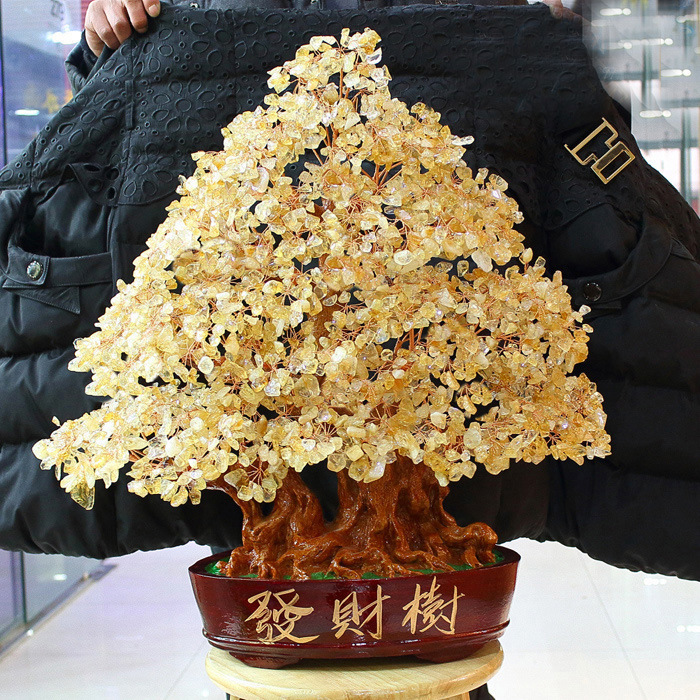 Brazilian Natural Citrine Fortune Tree Home Decoration Living Room Ornaments Shop Housewarming Opening Gifts